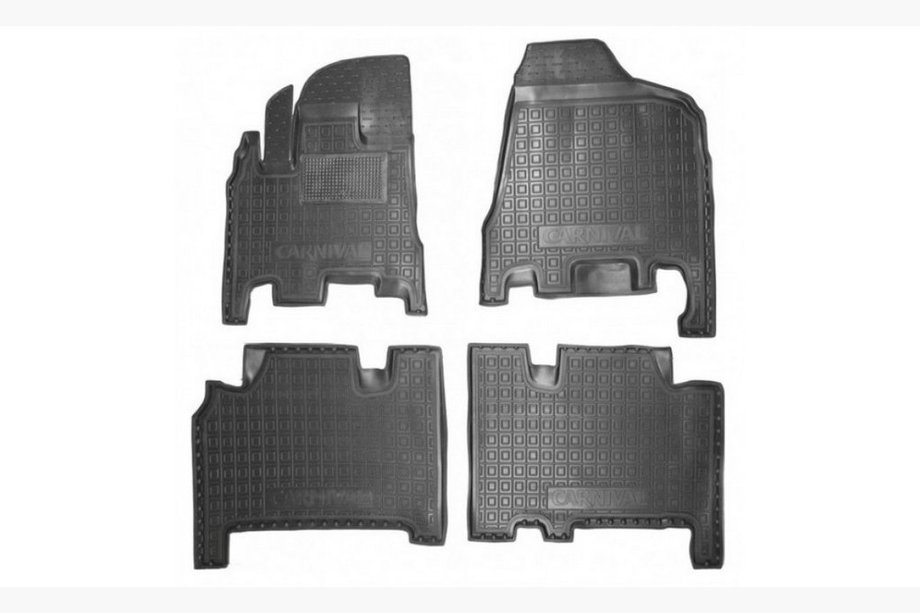 Kia Carnival 2002-2013 Rubber floor mats with edge Automatic Transmission 2006+ first and second row (Autogumm) Image