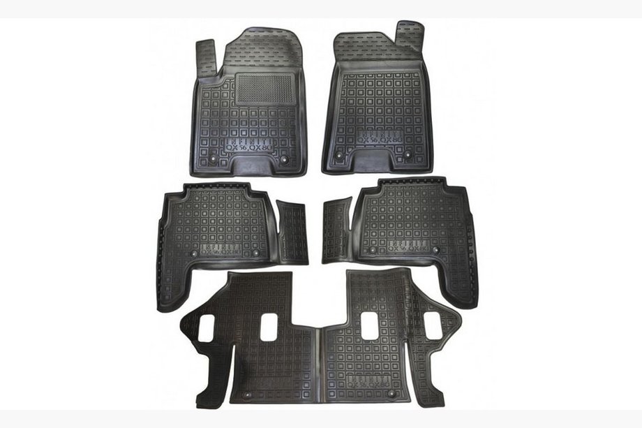 Infiniti QX80 2013-2024 Rubber floor mats with edge 7 seats 2010+ (Autogumm) Image