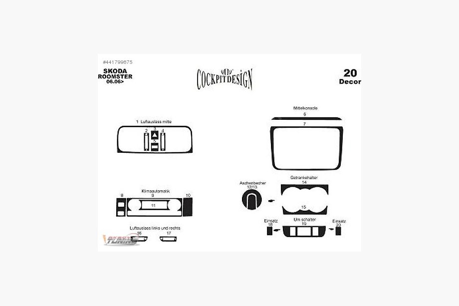 Skoda Roomster 2006-2015 Dashboard Trim Covers (Meric) Aluminum Photo 4
