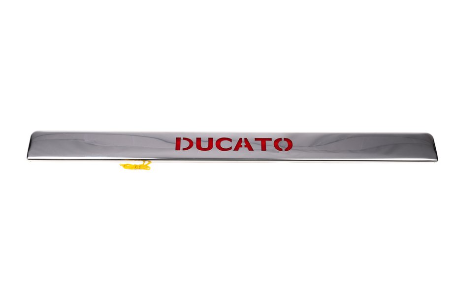 Fiat Ducato 2006-2025 LED Trim Above License Plate (Stainless Steel) Blue LED Lighting Image