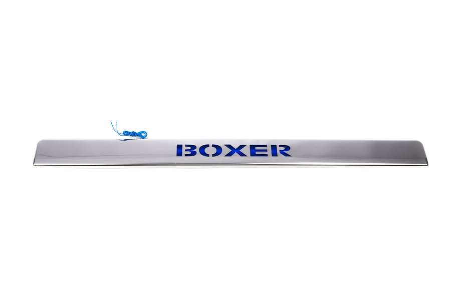 Peugeot Boxer 2006-2025 Chrome trim above license plate with LED blue (stainless steel) Photo 2