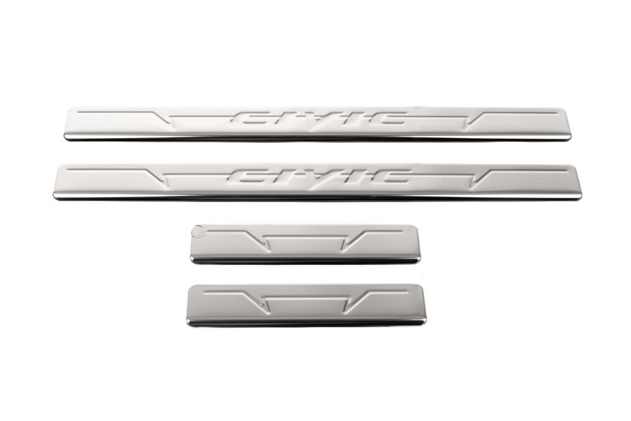 Honda Civic Sedan X 2016-2021 Door Sill Protectors OmsaLine V1 (4 pcs, Stainless Steel) Image