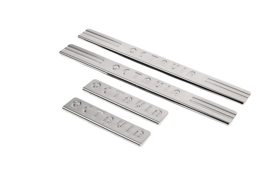 Skoda Octavia II A5 2006-2010 Door Sill Protectors OmsaLine (4 pcs, Stainless Steel) Image