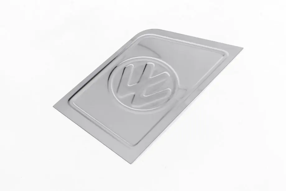 Volkswagen T5 Transporter 2003-2010 Fuel Cap Cover with VW Logo (Carmos, Stainless Steel) Image