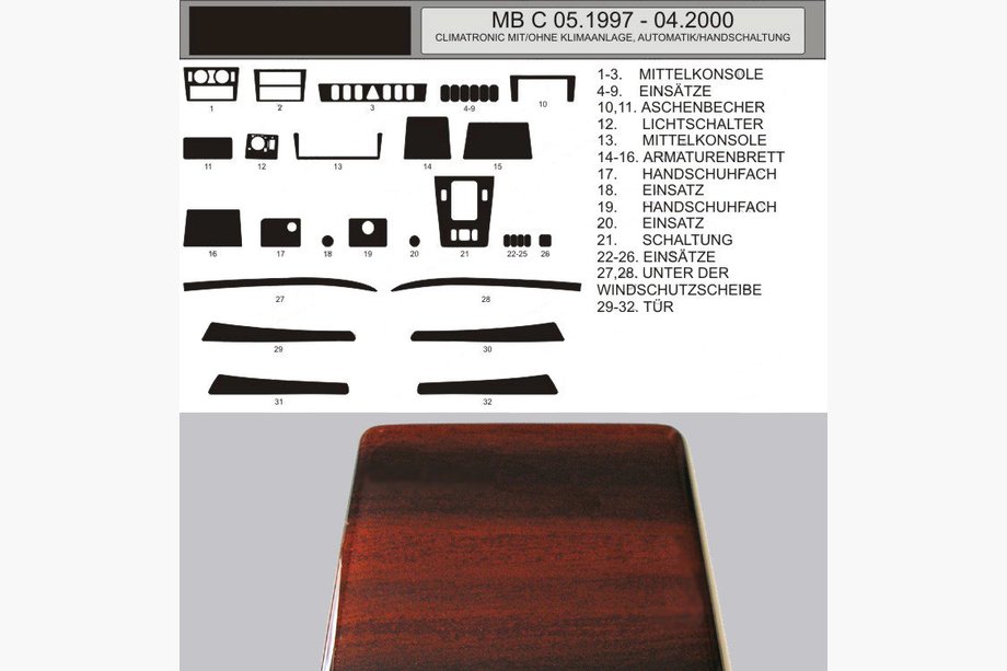 Mercedes C-class W202 1993-2001 SALE! Dashboard Trim Wood Look (1997-2000) Image