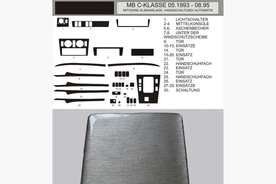 Mercedes C-class W202 1993-2001 SALE! Aluminum Look Dashboard Trim (1993-1995) Image