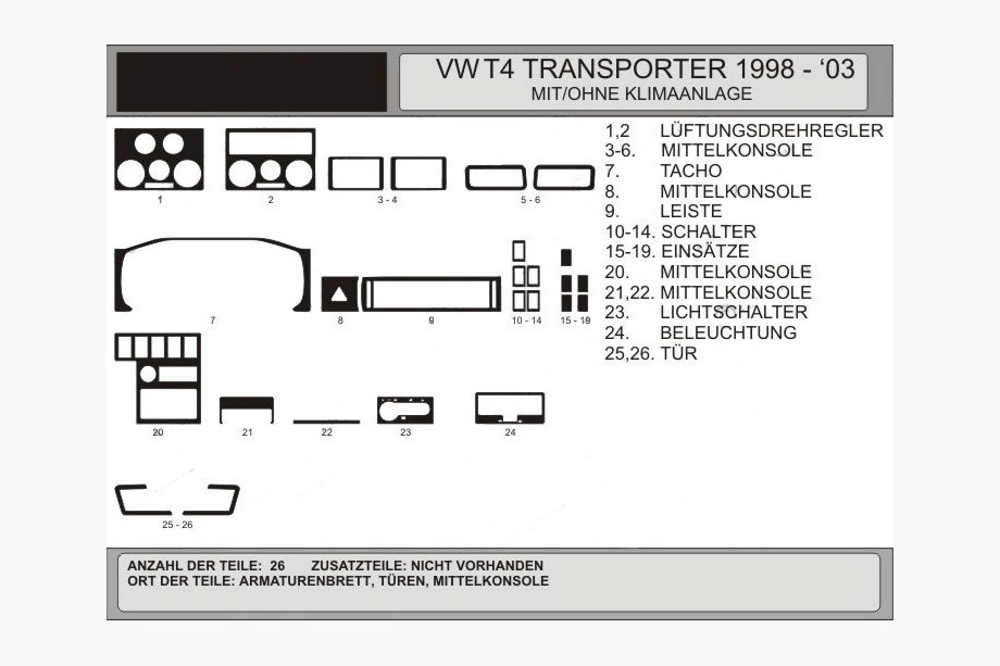 Volkswagen T4 Caravelle/Multivan 1990–2003 Sale !!! Dashboard Trim Wood Style, Hartman Image