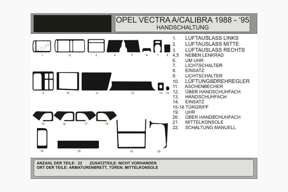 Opel Vectra A 1987-1995 Dashboard Trim Covers (Hartman) Image