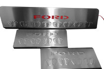 Ford Transit 2014- LED Red Door Sill Plates (3 pcs, Stainless Steel) photo 1