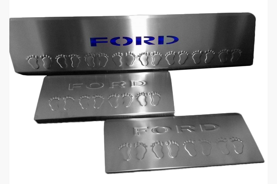 Ford Transit 2014- LED Blue Door Sill Plates (3 pcs, Stainless Steel) Image