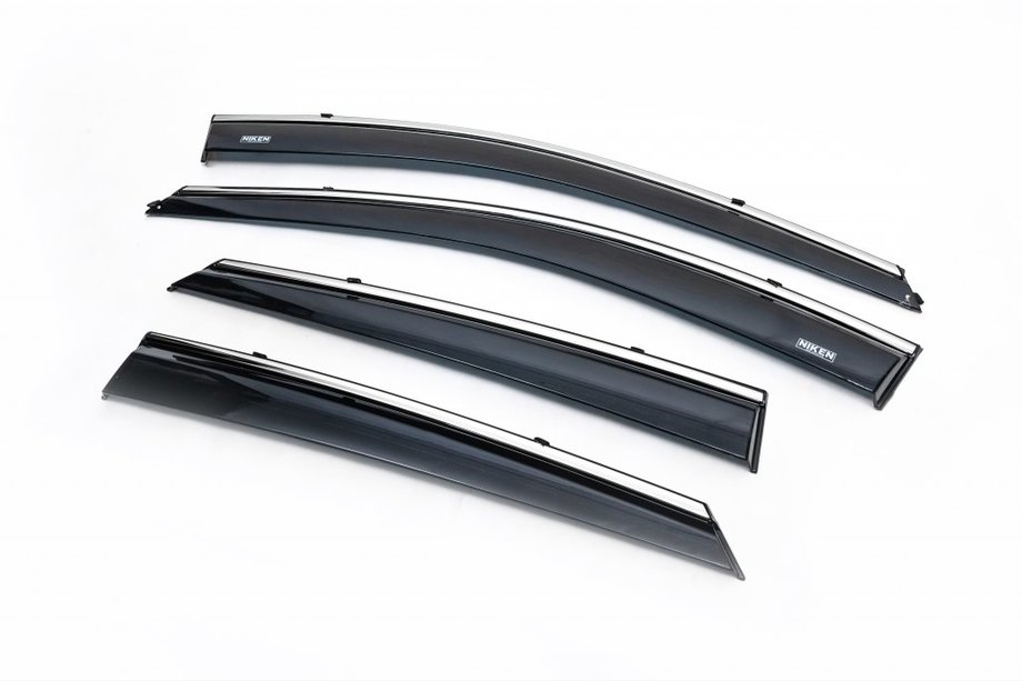 Hyundai IX-35 2010-2015 Window deflectors with chrome trim (4 pcs, Niken) Image