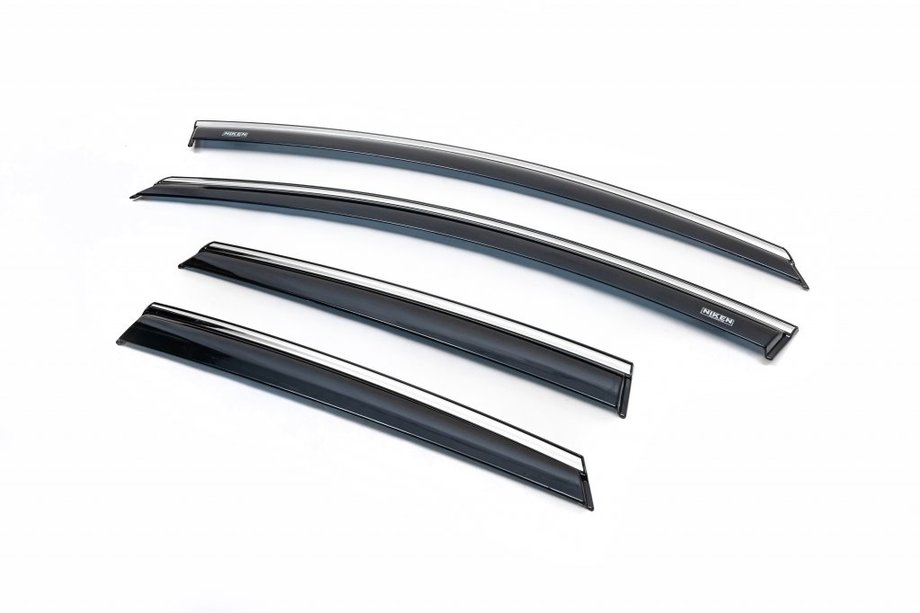 Opel Astra J 2009-2015 Window deflectors with chrome strip HB/SD (4 pcs, Niken) Image