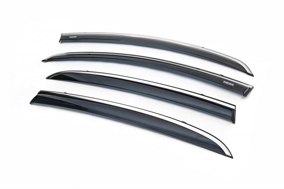 Opel Corsa D 2007-2014 Window deflectors with chrome trim (4 pcs, Niken) Image