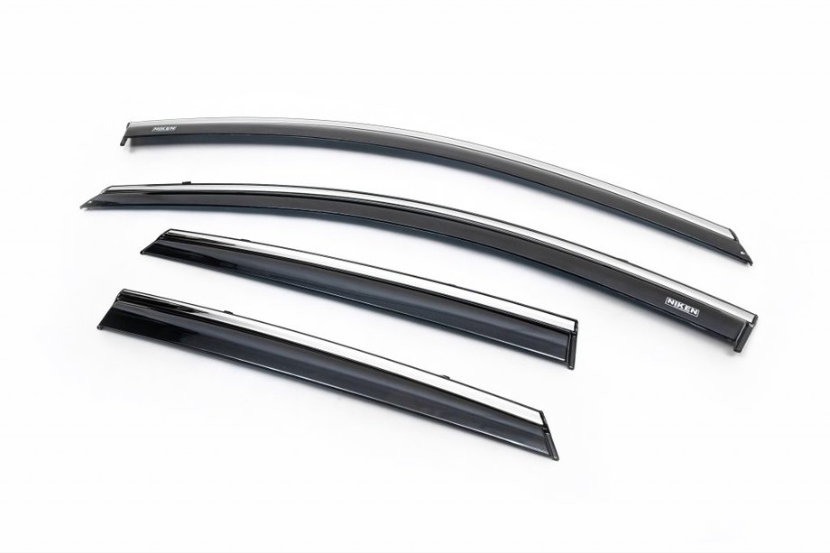 Toyota Auris 2012-2018 Window Deflectors with Chrome Trim Niken (2012-2015, HB/SW, 4 pcs) Image