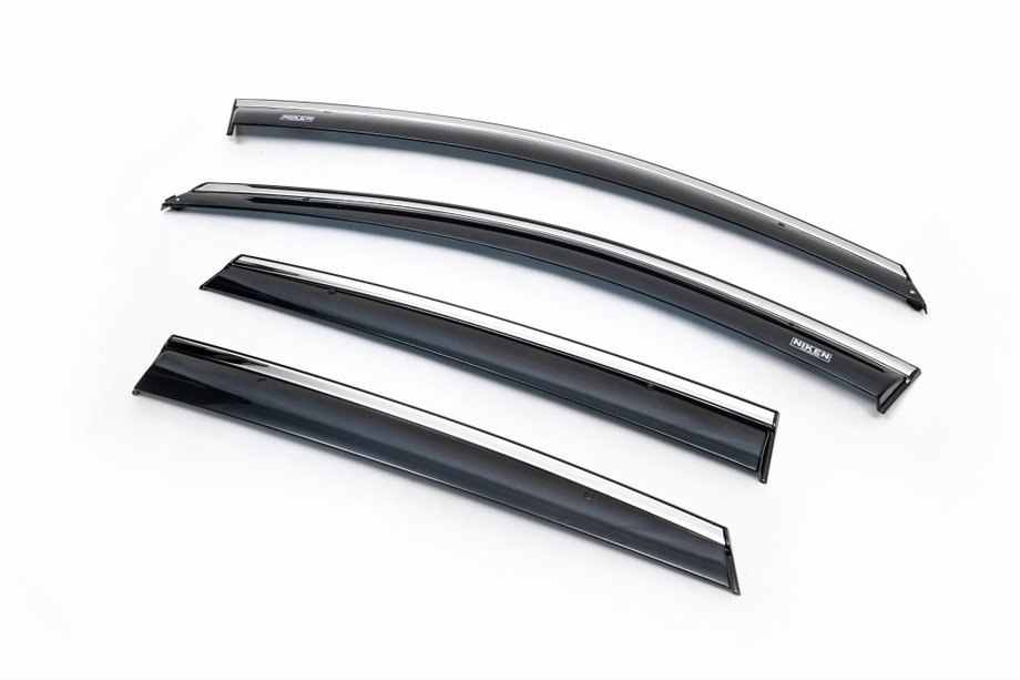 Volkswagen Polo 2010-2017 Window Deflectors with Chrome Trim HB (4 pcs, Niken) Image