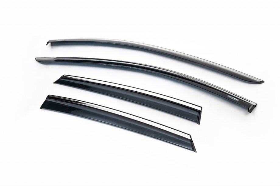 Seat Leon 2013-2020 Window deflectors with chrome trim (HB, 4 pcs, Niken) Image