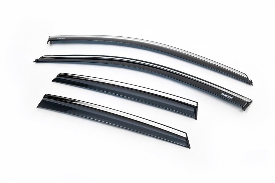 Volkswagen Polo 2017- Window Deflectors with Chrome Trim HB (4 pcs, Niken) Image