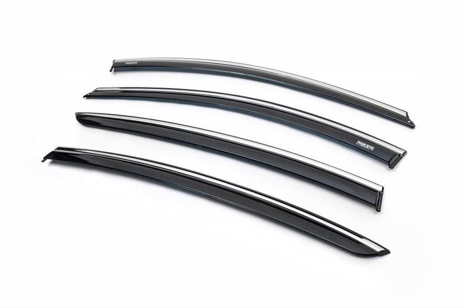 Renault Fluence 2009-2016 Window Deflectors with Chrome (4 pcs, Niken Chrome) Image