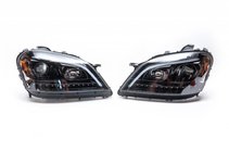 Mercedes ML W164 2005-2011 Front headlights with LED element (2005-2008, 2 pcs, dark) photo 1