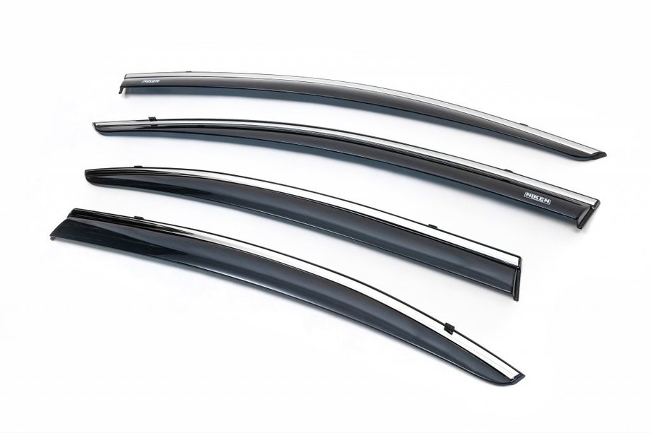 Honda Civic Sedan IX 2011-2016 Window deflectors with chrome trim (4 pcs, Niken) Image