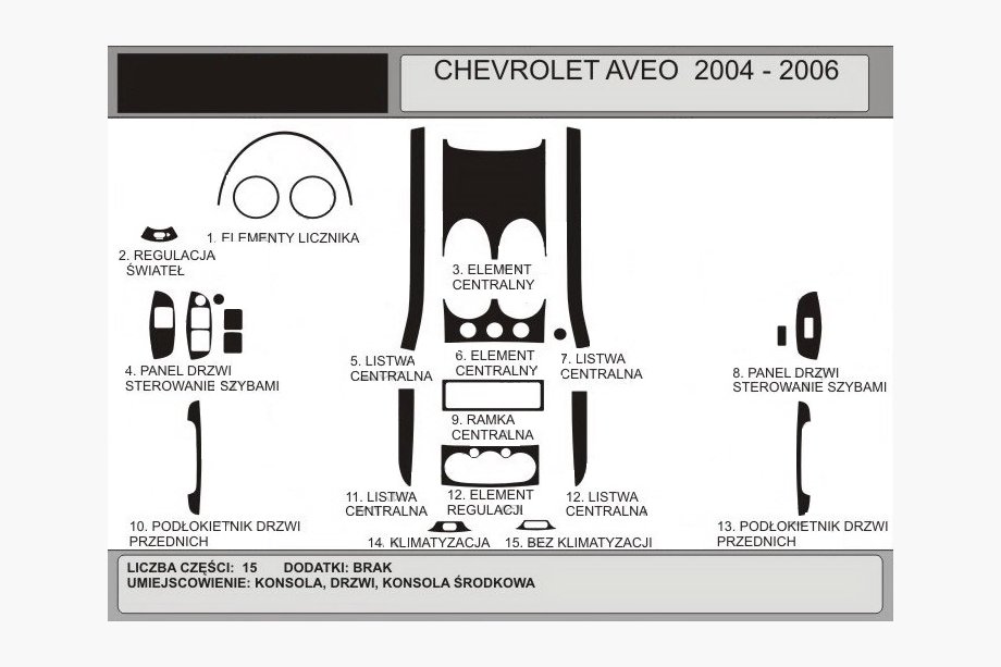 Chevrolet Aveo T200 2002-2008 Dashboard Trim Covers (Hartman) Image
