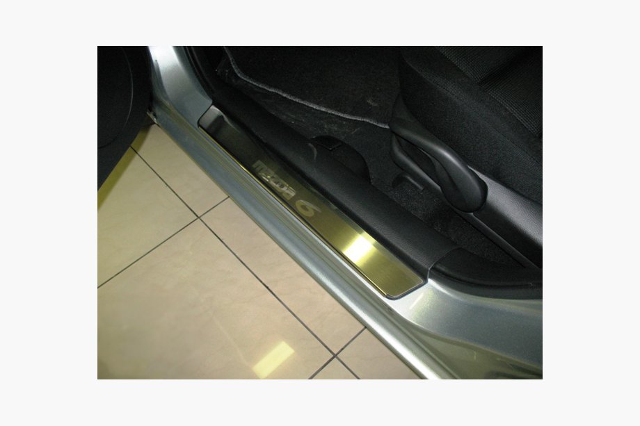 Mazda 6 2003-2008 Door Sill Covers Nataniko (4 pcs, Stainless Steel) Premium - 3M Tape, 0.8 mm Image