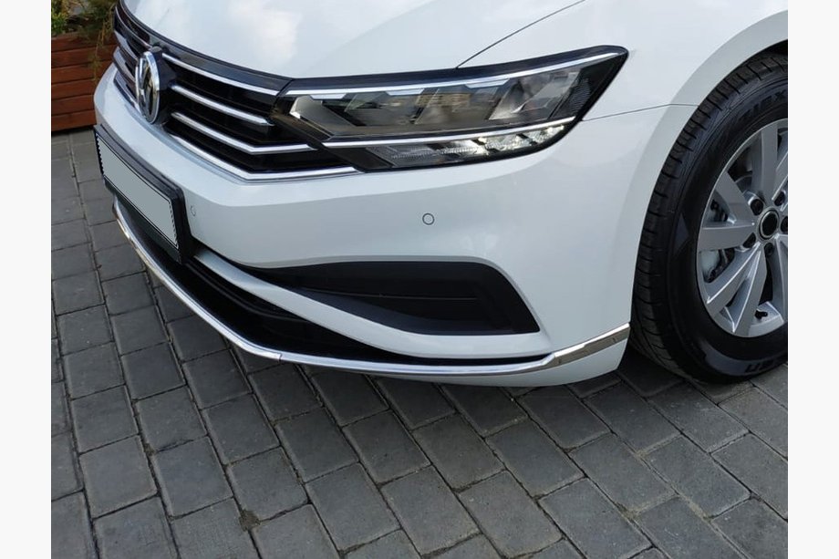 Volkswagen Passat B8 2015-2023 Front bumper stainless steel covers (2019+, 3 pcs) Image