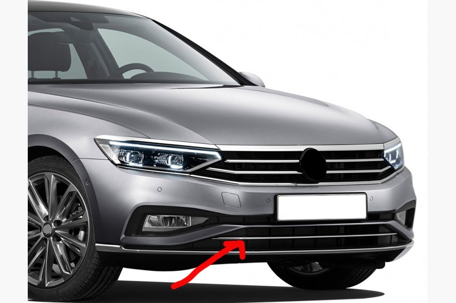 Volkswagen Passat B8 2015-2023 Upper bumper trim strip (2019+, 1 pc, stainless steel) Image