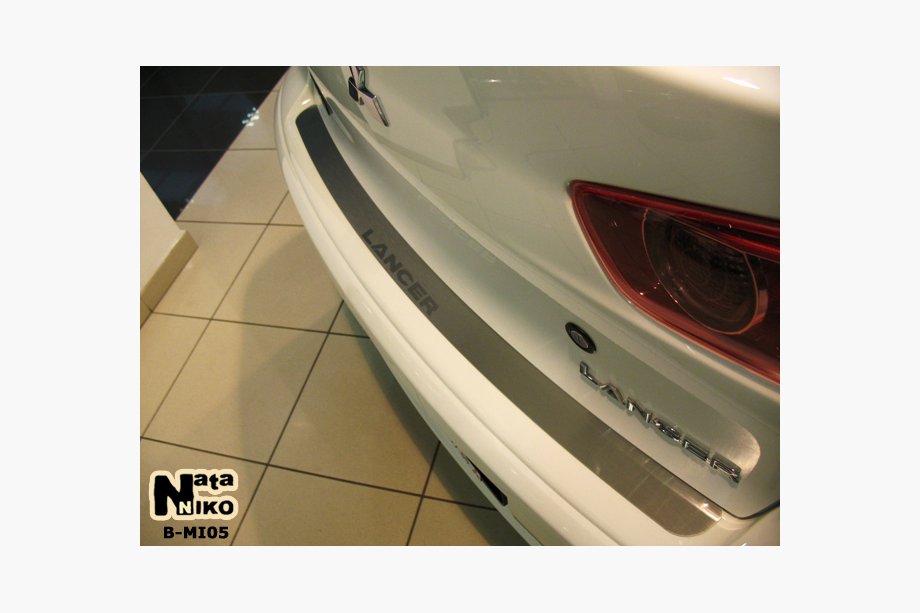 Mitsubishi Lancer X 2008- Rear bumper protector without edge SD Nataniko (stainless steel) Image