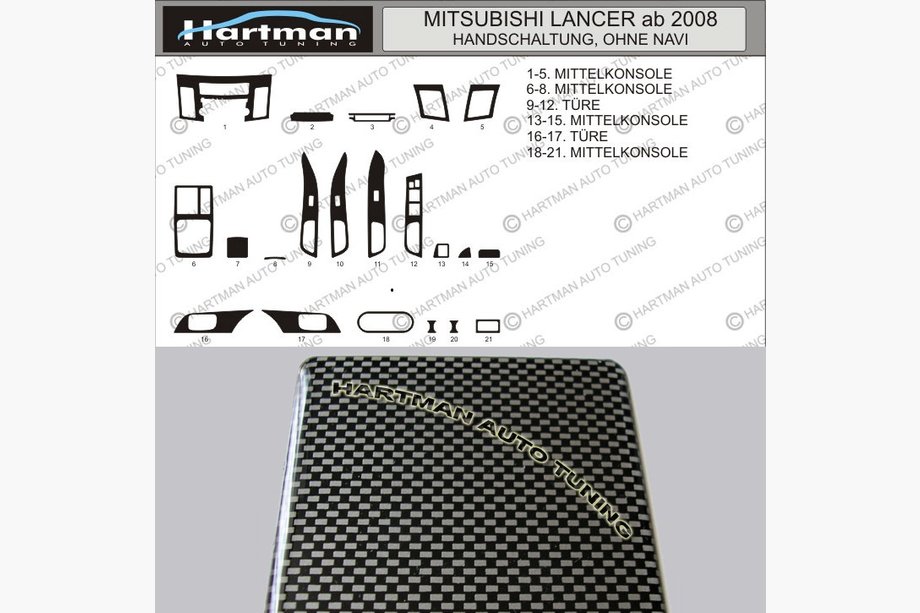Mitsubishi Lancer X 2008- SALE! Dashboard Trim in Carbon Look Image