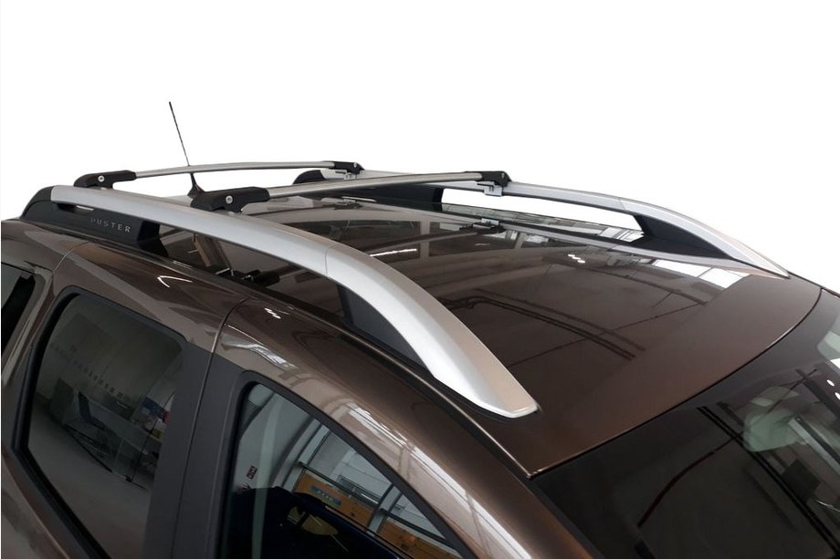 Dacia Duster 2018-2024 Lockable roof cross bars for railings Wingbar V1 (2 pcs) Grey Image