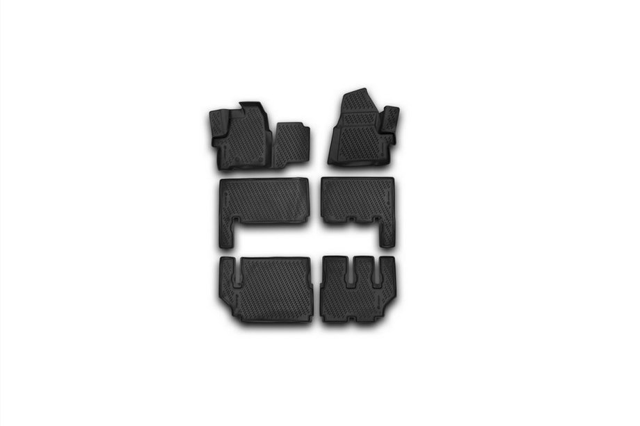 Ford Custom 2013-2022 3D Rubber Floor Mats Interior (6 pcs, Novline) 9 Seats Image