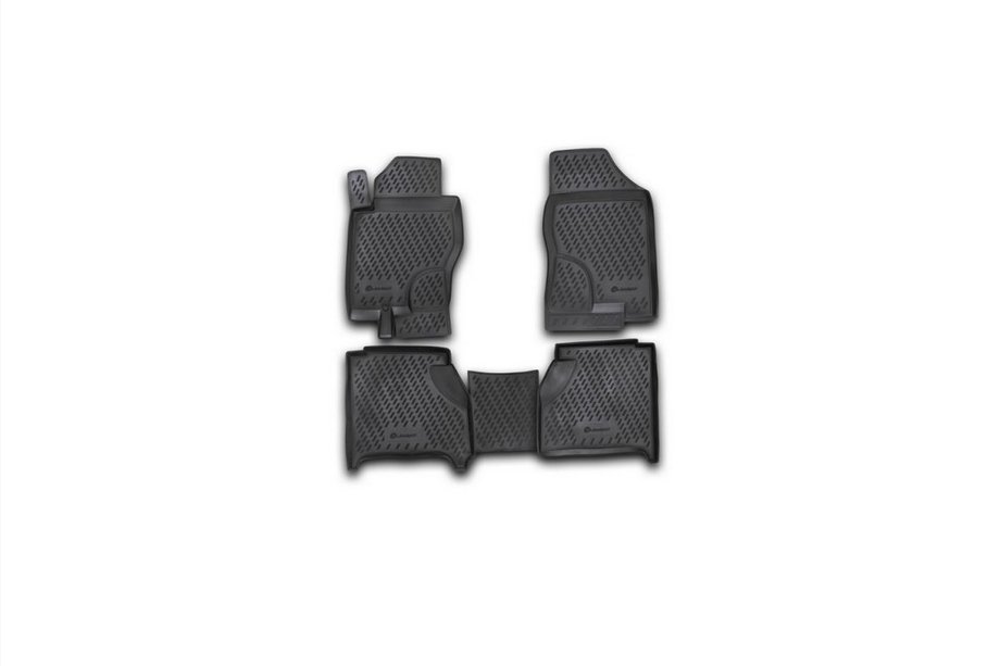 Nissan Navara 2006-2015 (2005↗) Rubber floor mats interior (4 pcs, Novline) Automatic Photo 1
