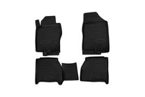 Nissan Navara 2006-2015 (2010-2015) Rubber floor mats (4 pcs, Novline) with rear seat recess photo 1