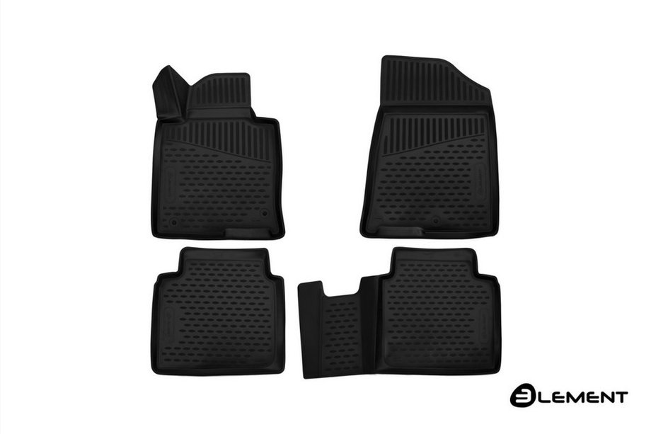 Hyundai Sonata LF 2014-2019 (2017↗) 3D Rubber Floor Mats for Interior (4 pcs, Novline) SD Image