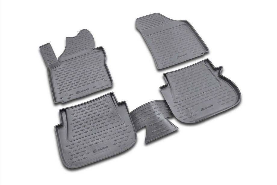 Volkswagen Caddy 2004-2010 Rubber floor mats interior (4 pcs, Novline, 1 sliding) Image
