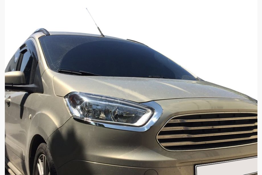 Ford Courier 2014-2023 Headlight Eyelids (2 pcs, Stainless Steel) OmsaLine - Italian Stainless Steel Image