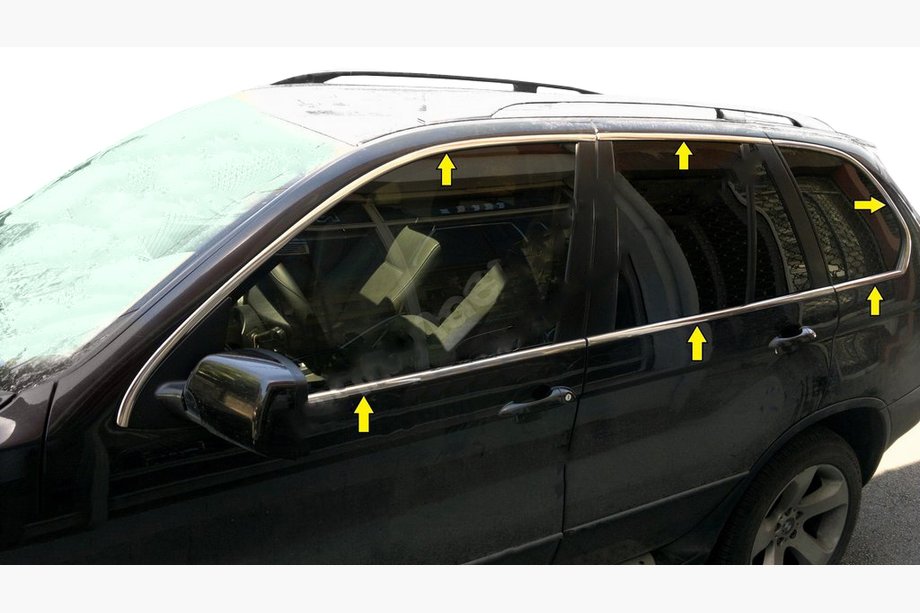 BMW X5 E53 1999–2006 Full Window Trim Stainless Steel (12 pcs) Image