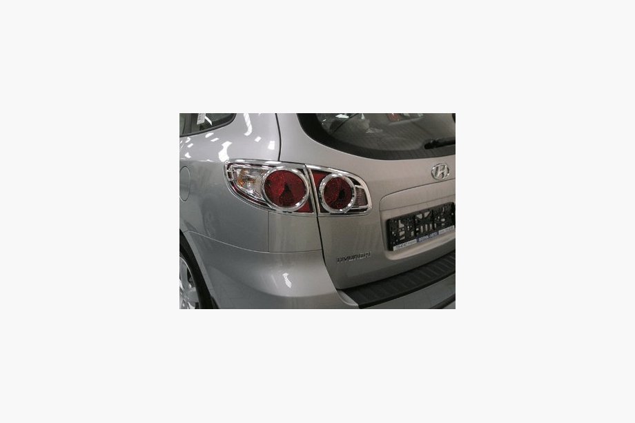 Hyundai Santa Fe 2 2006-2012 Chrome Tail Light Covers (2 pcs, plastic) Image