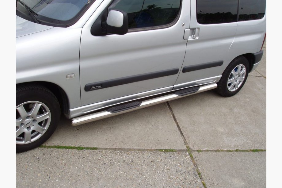 Citroen Berlingo 1996-2008 Side Pipes (2 pcs, Stainless Steel) Ø70, with plastic pads Image