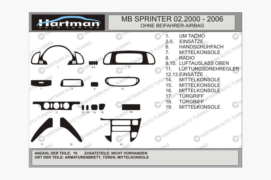 Mercedes Sprinter W901/902/903/904/905 1995–2006 (cdi, 2000-2006) Dashboard Trim (Vip-Hartman) Carbon Photo 2