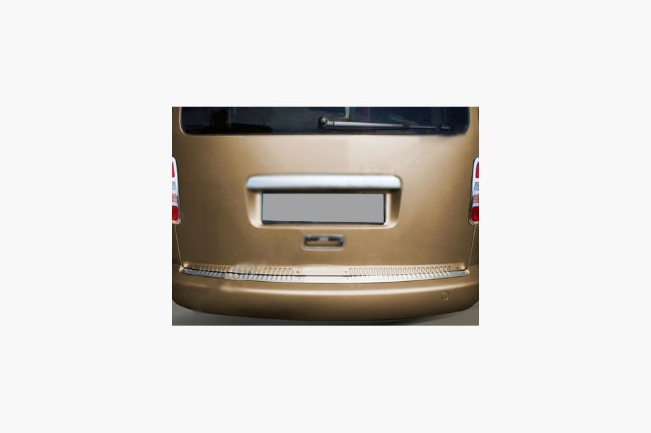 Volkswagen Caddy 2010-2015 Rear bumper protector straight (Omsa, stainless steel) Glossy Photo 2