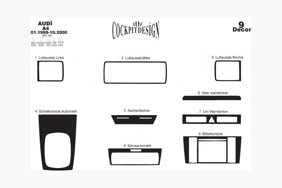 Audi A4 B5 1994–2001 Interior Trim Kit (1999-2000) Photo 4