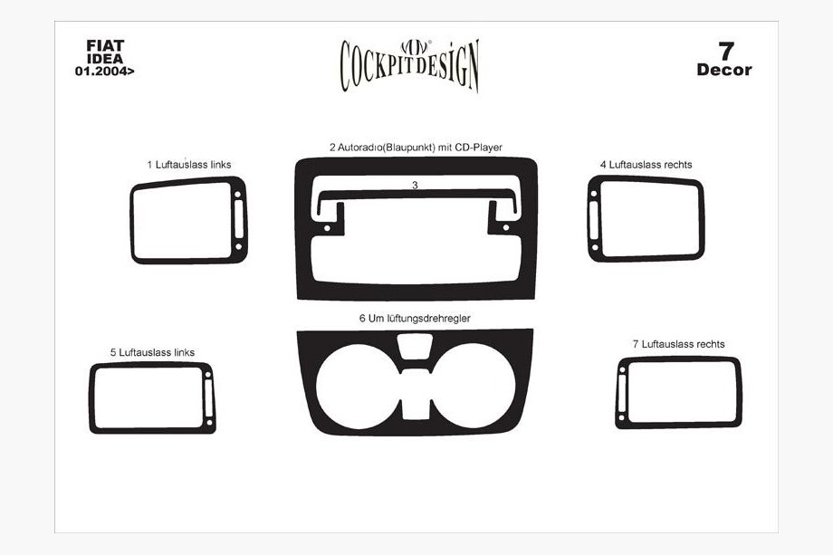 Fiat Idea 2003-2016 Decorative Dashboard Trim Photo 2
