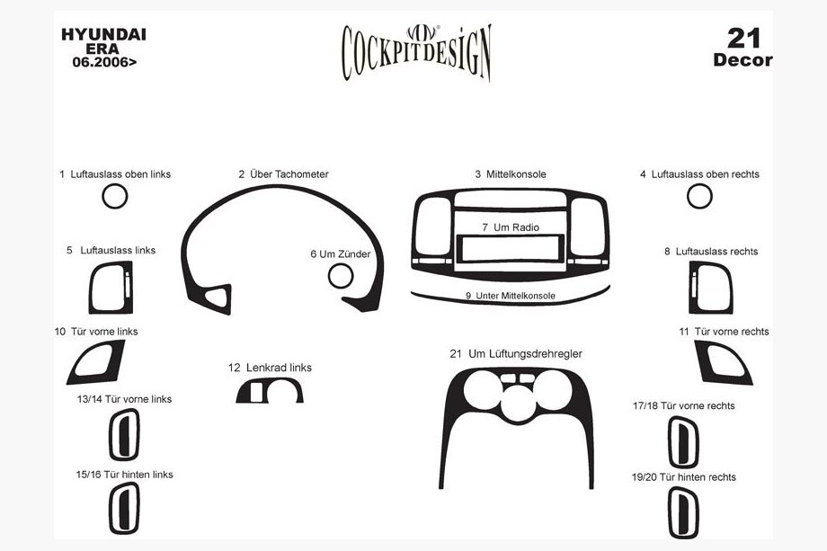 Hyundai Accent 2006-2010 Dashboard Trim Covers Titan Photo 4