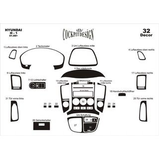 Dashboard Trim Covers (Big Set) Hyundai H300, H1, Starex 2008-2020 photo 2
