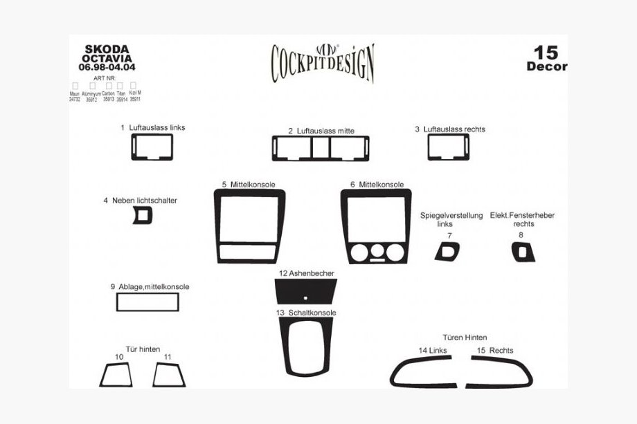 Skoda Octavia I Tour A4 1996-2010 Dashboard Trim Covers (2000+) Wood Photo 4