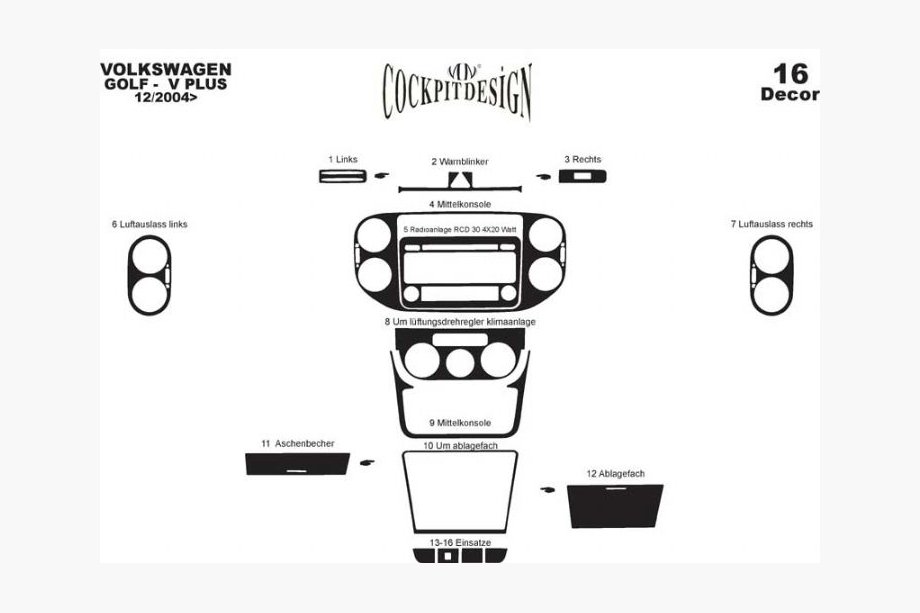 Volkswagen Golf Plus 2004-2014 Dashboard Trim Covers Photo 7