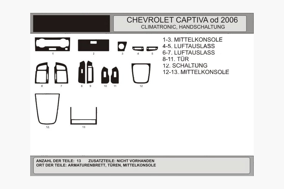 Chevrolet Captiva 2006-2019 Dashboard Trim Covers Walnut Image