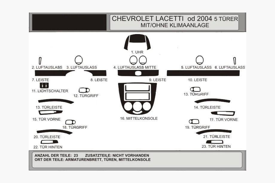 Chevrolet Lacetti 2003-2024 Dashboard Trim Hatchback (Hartman) Aluminum Image